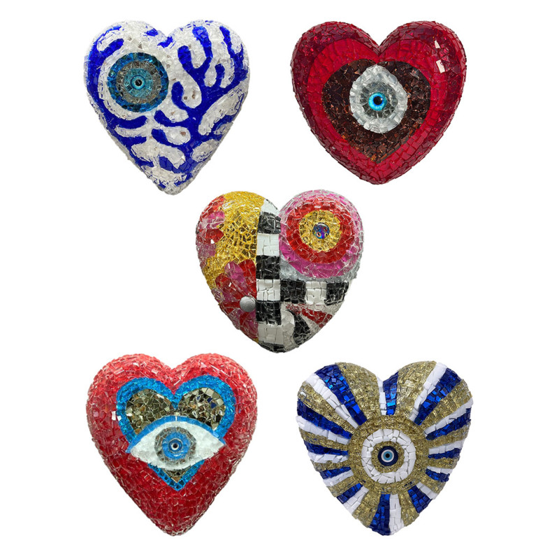 Unique Mosaic Hearts by Efi Chrysi